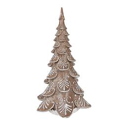 Foto van Clayre & eef decoratie kerstboom 42 cm bruin beige polyresin kerstdecoratie bruin kerstdecoratie