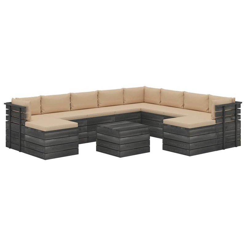 Foto van Vidaxl 11-delige loungeset pallet met kussens massief grenenhout