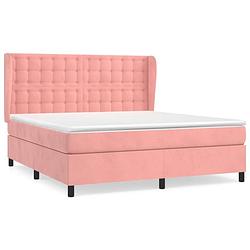 Foto van The living store boxspring - comfort - bed - 203x183x118/128 cm - roze fluweel