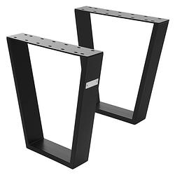 Foto van Tafelpoten set van 2 trapezium design 40x43 cm zwart staal ml-design