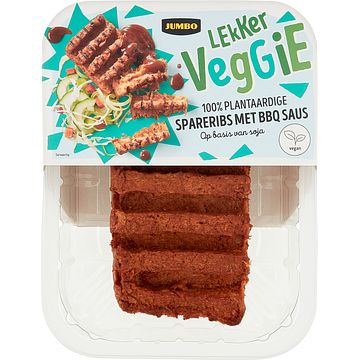 Foto van 4 verpakkingen | jumbo vegan spareribs met bbq saus 210g aanbieding bij jumbo