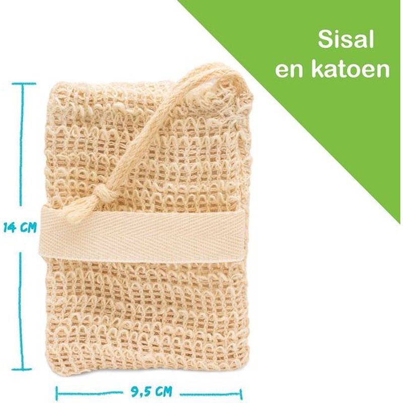 Foto van Chinchilla zero waste - zeepzakje van sisal - set van 2 stuks zeepzakje voor plasticvrije badkamer.