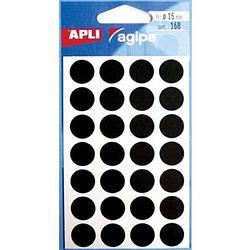 Foto van Agipa ronde etiketten in etui diameter 15 mm, zwart, 168 stuks, 28 per blad