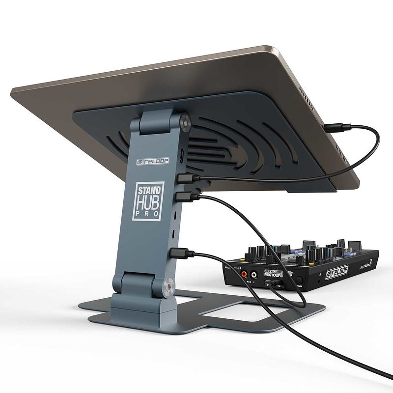 Foto van Reloop stand hub pro laptopstatief met usb-hub