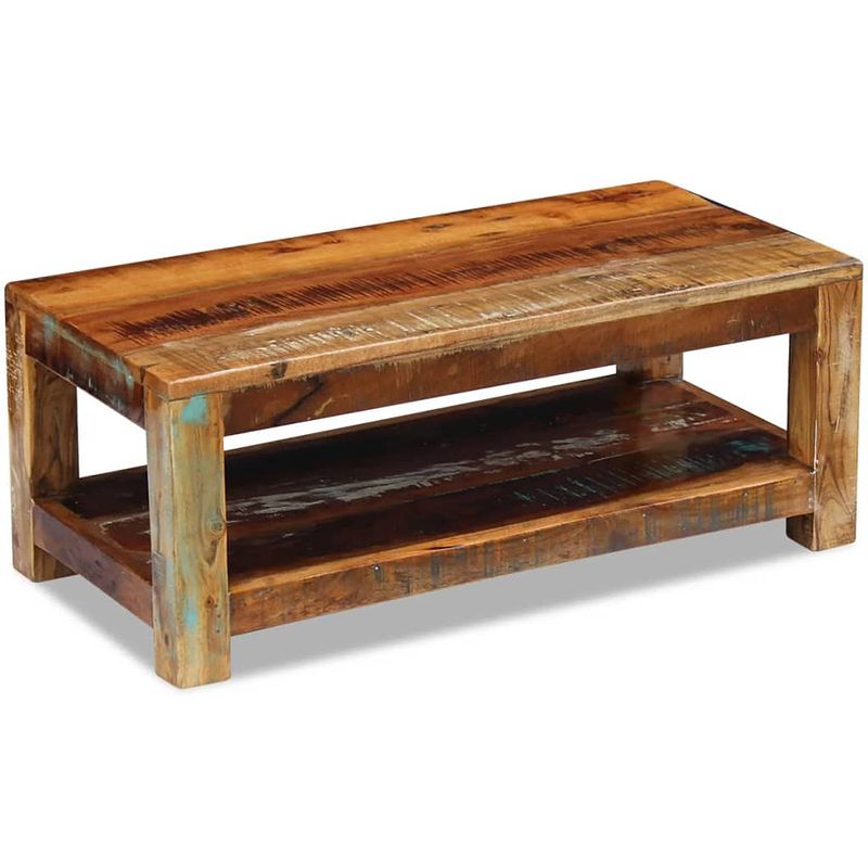 Foto van The living store salontafel antieke stijl - gerecycled hout - 90x45x35cm - uniek