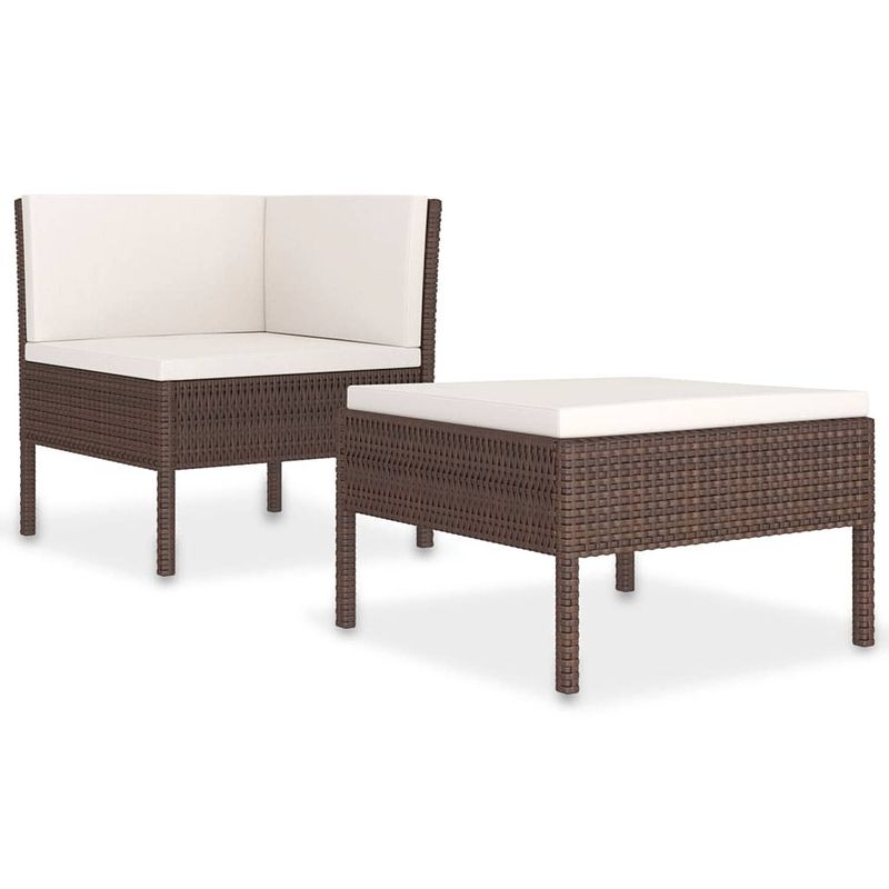 Foto van Vidaxl 2-delige loungeset met kussens poly rattan bruin