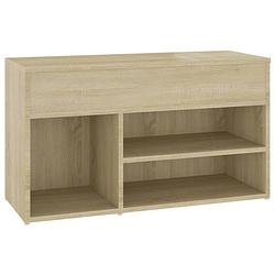 Foto van The living store opbergbank sonoma eiken - schoenenkast - 80 x 30 x 45 cm - ruimtebesparend