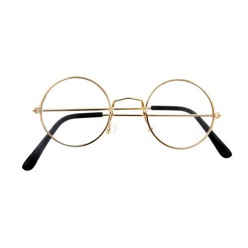 Foto van Verkleed bril - rond - goud montuur - voor volwassenen - verkleedaccessoires - verkleedbrillen