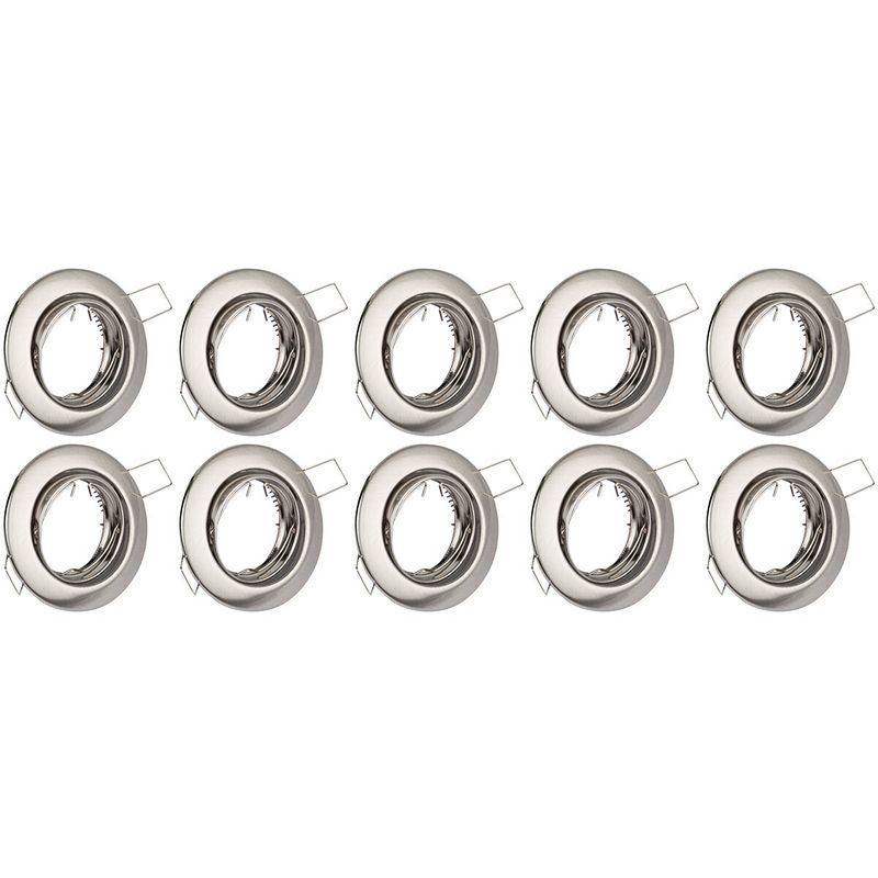 Foto van Spot armatuur 10 pack - gu10 fitting - inbouw rond - mat chroom aluminium - kantelbaar ø82mm