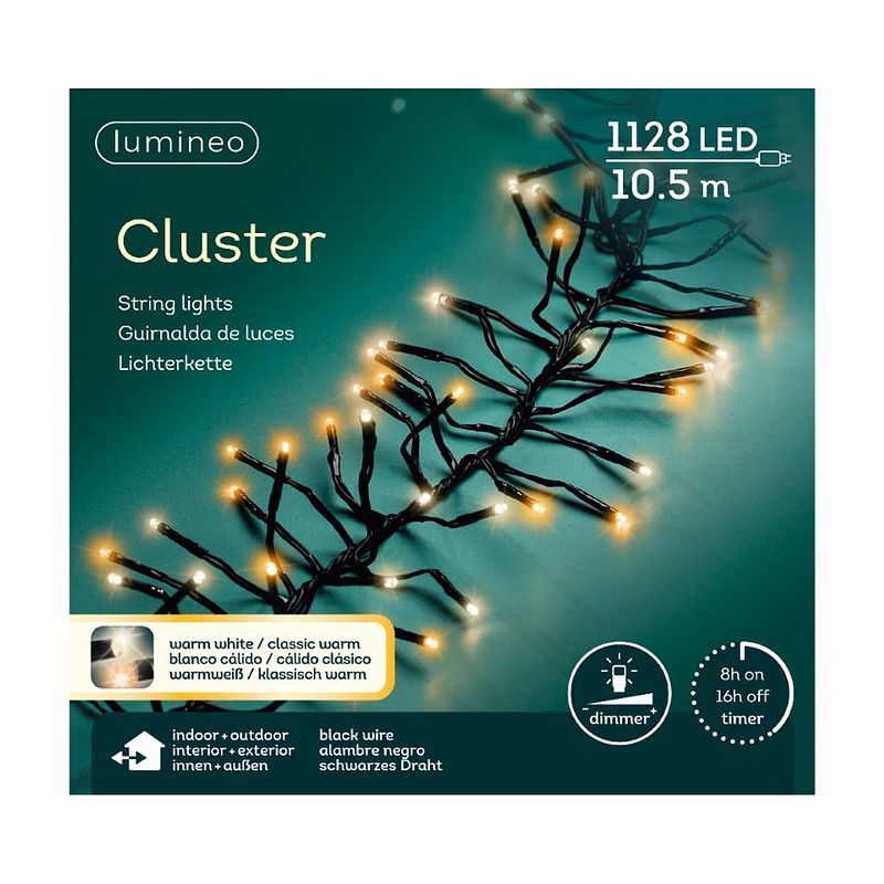 Foto van Lumineo - led clusterlight 10m-1128l zwrt/duo kerst