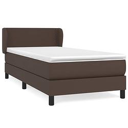 Foto van The living store boxspringbed bruin kunstleer 203x83x78/88cm - hoofdbord verstelbaar - pocketvering matras -