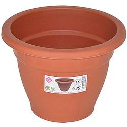 Foto van Terra cotta kleur ronde plantenpot/bloempot kunststof diameter 16 cm - plantenpotten