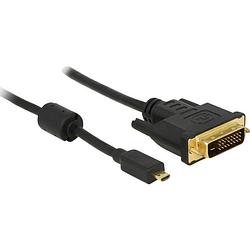 Foto van Delock hdmi / dvi adapterkabel hdmi-micro-d stekker, dvi-d 24+1-polige stekker 1.00 m zwart 83585 met ferrietkern, schroefbaar, vergulde steekcontacten