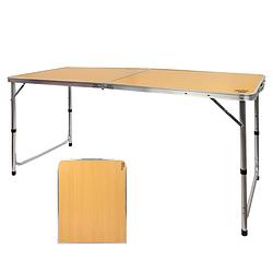 Foto van Hixa aktive campingtafel - kampeertafel - inklapbaar - handvat - bruin - 150x60x54cm - aluminium