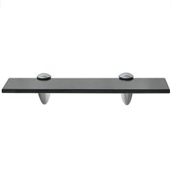 Foto van The living store zwevende plank - glazen wandschap 30 x 20 cm - zwart