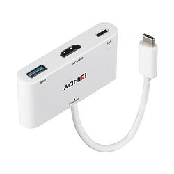 Foto van Lindy usb-c adapter [1x usb-c stekker - 1x hdmi-bus, usb 3.2 gen 1 bus a (usb 3.0)] 43340