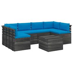 Foto van Vidaxl 7-delige loungeset met kussens pallet massief grenenhout