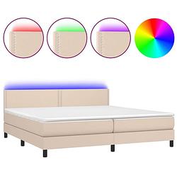 Foto van The living store boxspring bed - led - kunstleer - 203x200x78/88 cm - pocketvering - huidvriendelijk