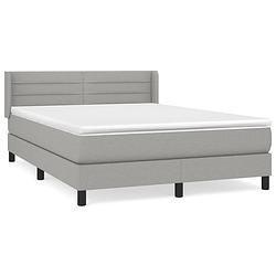 Foto van The living store boxspringbed - lichtgrijs - 193 x 147 x 78/88 cm - pocketvering matras - middelharde ondersteuning -