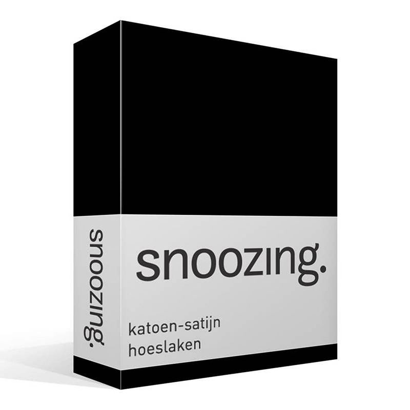 Foto van Snoozing - katoen-satijn - hoeslaken - 120x220 - zwart