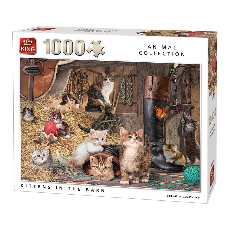 Foto van King puzzel animal collection kittens in the barn - 1000 stukjes