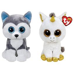 Foto van Ty - knuffel - beanie buddy - slush husky & pegasus unicorn