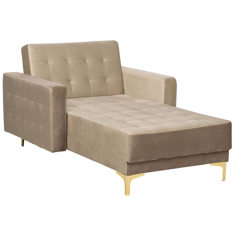 Foto van Beliani aberdeen - chaise longue-beige-fluweel