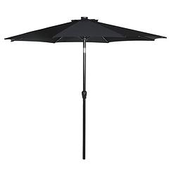 Foto van Rices zonnescherm parasol met tandwiel, led licht, kantelt ø3 m zwart/zwart.
