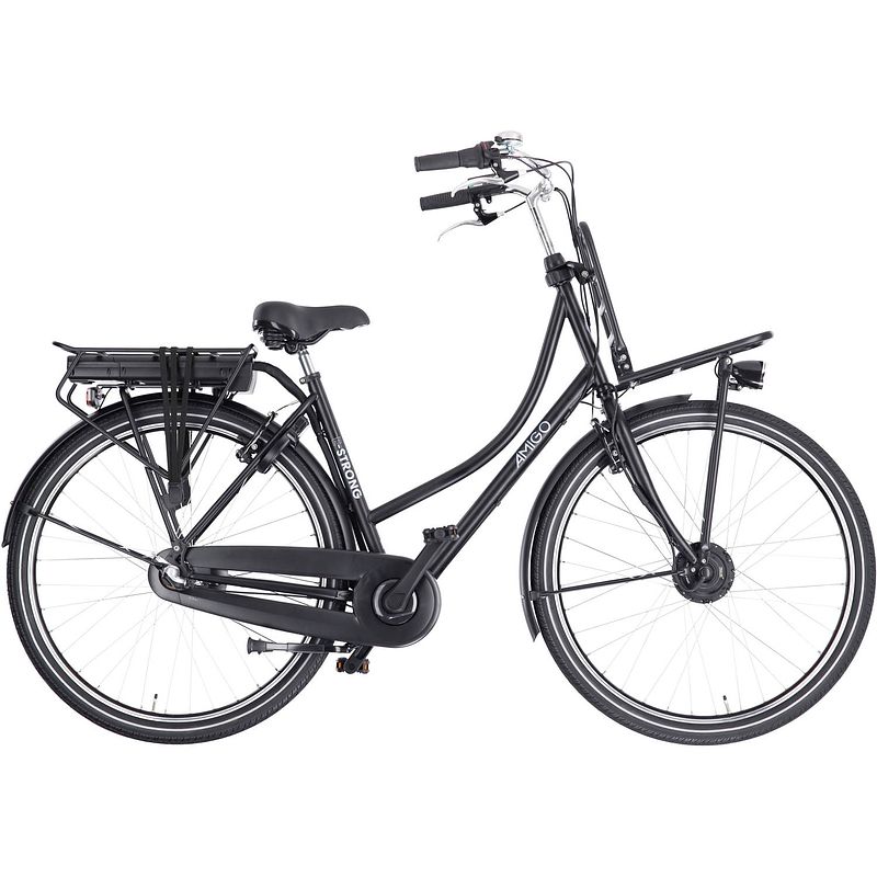 Foto van Amigo elektrische transportfiets e-strong t1 460wh 28 inch 51 cm dames 3v v-brakes matzwart/zwart