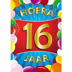 Foto van 2x stuks 16 jaar mega deurposter 59 x 84 cm leeftijd verjaardag feestartikelen - feestposters