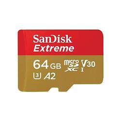 Foto van Sandisk microsdxc extreme 64gb 170/80 mb/s - a2 - v30 - sda - rescue pro dl 1y micro sd-kaart goud