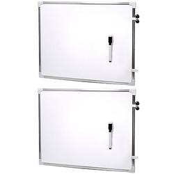 Foto van 2x stuks magnetische whiteboards met marker met wisser 70 x 50 cm - whiteboards