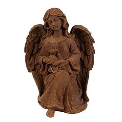 Foto van Clayre & eef decoratie beeld engel 18 cm bruin polyresin religious sculpture bruin religious sculpture