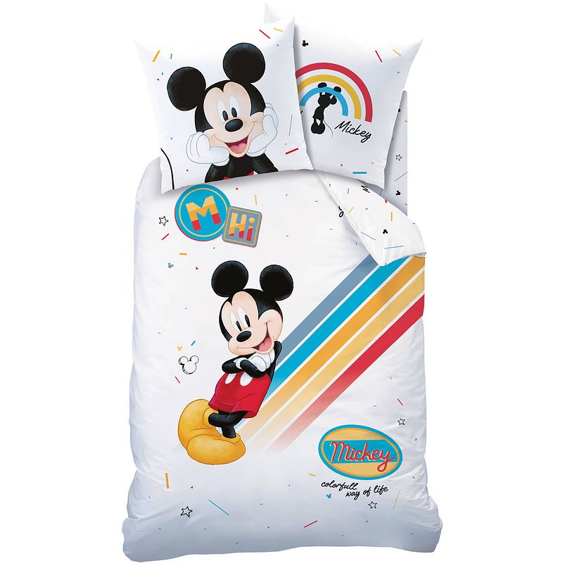 Foto van Disney mickey mouse colourful - dekbedovertrek - eenpersoons - 140 x 200 cm - multi