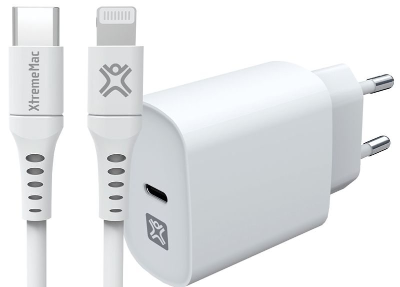 Foto van Xtrememac power delivery oplader 20w + lightning kabel 1,5m kunststof