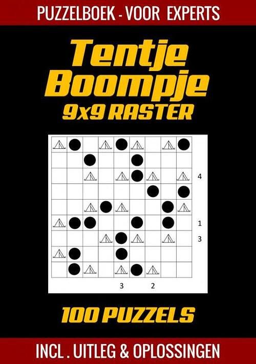 Foto van Tentje boompje - puzzelboek voor experts - 100 puzzels incl. uitleg en oplossingen - 9x9 raster - puzzelboek shop - paperback (9789403702308)