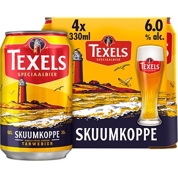 Foto van Texels skuumkoppe bier blik 4 x 330ml aanbieding bij jumbo | 2e halve prijs