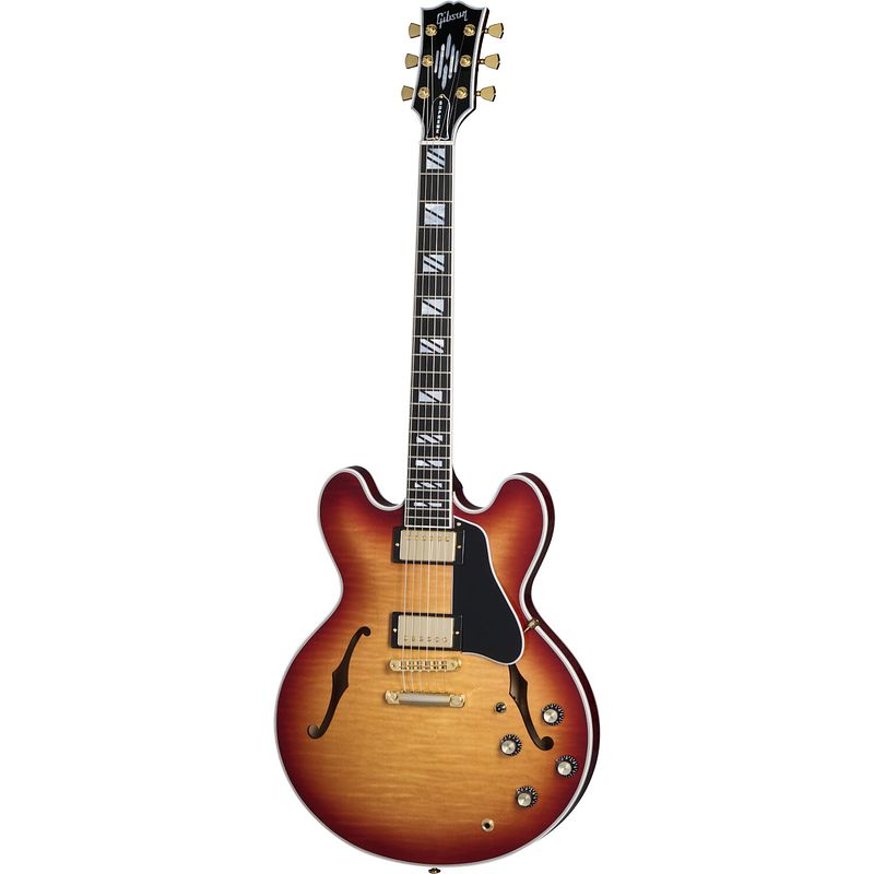 Foto van Gibson es supreme bourbon burst semi-akoestische gitaar met hardshell case