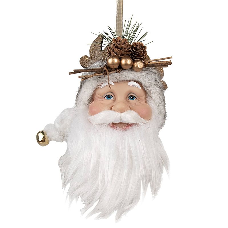 Foto van Haes deco - kersthanger kerstman 10x9x28 cm - wit - kerstdecoratie, decoratie hanger, kerstboomversiering