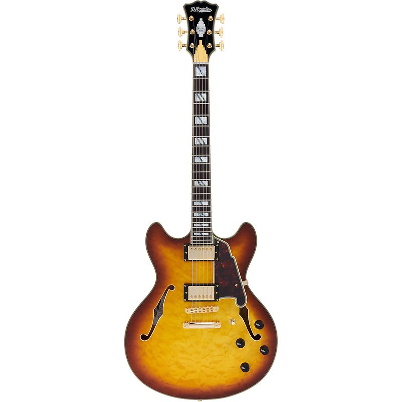 Foto van D'sangelico excel dc xt stoptail iced tea burst semi-akoestische gitaar