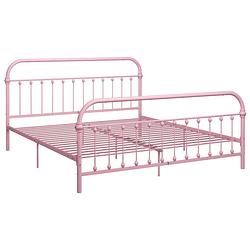 Foto van The living store metalen bedframe - roze - 213 x 191 x 109 cm - geschikt voor 180 x 200 cm matras - montage vereist