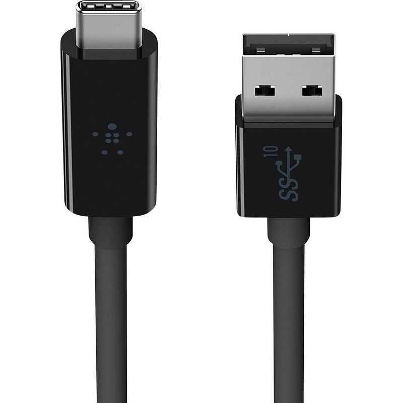 Foto van Belkin usb-kabel usb 3.2 gen1 (usb 3.0 / usb 3.1 gen1) usb-a stekker, usb-c stekker 91.00 cm zwart vlambestendig f2cu029bt1m-blk