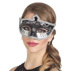 Foto van Zwart/zilver oogmasker met glitters voor dames - verkleedmaskers