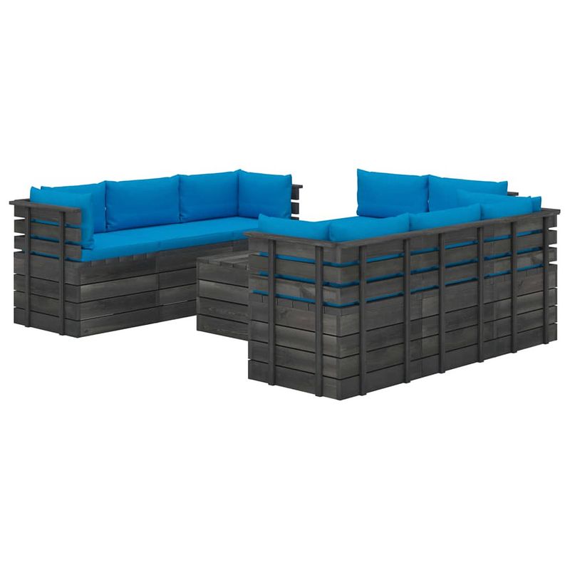 Foto van Vidaxl 9-delige loungeset met kussens pallet massief grenenhout