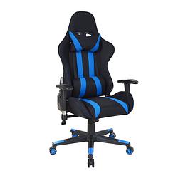 Foto van Bureaustoel gamestoel thomas - racing gaming stijl - stof bekleding - zwart blauw