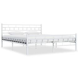 Foto van The living store metalen bedframe - wit - 210 x 187 x 76 cm - massieve constructie - stevige lattenbodem - vereist