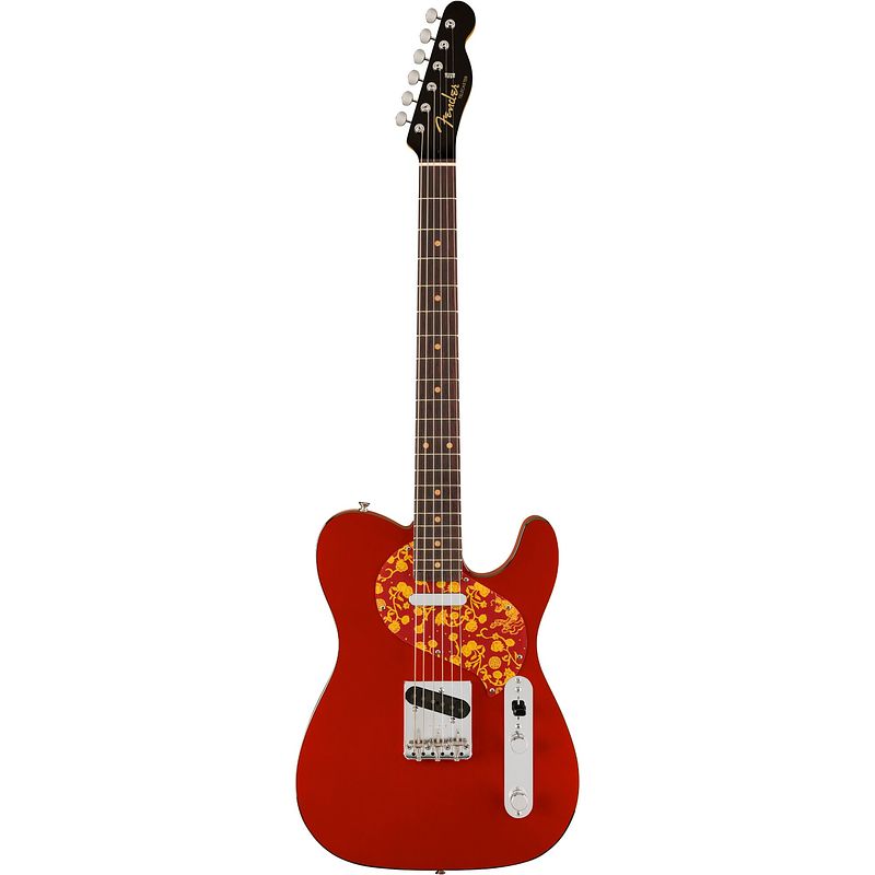 Foto van Fender limited edition raphael saadiq telecaster rw dark metallic red elektrische gitaar met luxe zwarte koffer