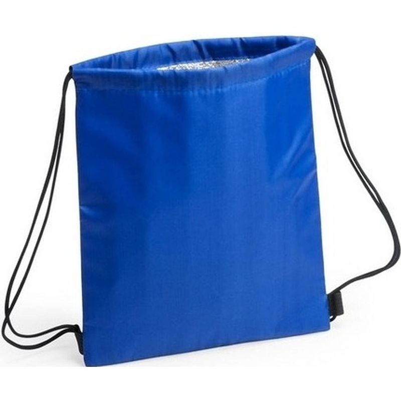 Foto van Blauwe koeltas rugzak/gymtas 27 x 33 cm met drawstring/rijgkoord - koeltas