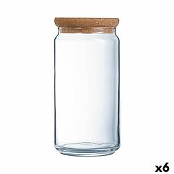 Foto van Pot luminarc pav transparant kurk glas (1,5 l) (6 stuks)