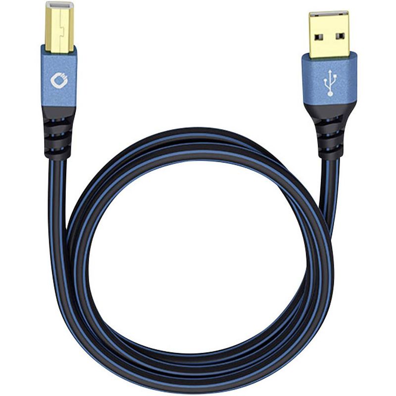 Foto van Oehlbach usb plus b usb 2.0 [1x usb-a 2.0 stekker - 1x usb-b 2.0 stekker] 50.00 cm blauw vergulde steekcontacten